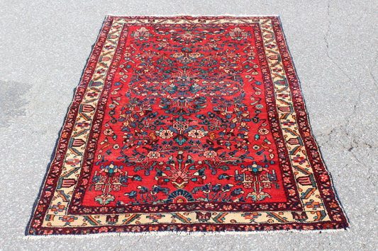 Red Blue 3x6 Vintage Rug | Tribal Oriental Persian Rug | Kazak Bohemian Rug | Handmade Rug6