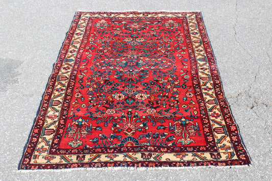 Red Blue 3x6 Vintage Rug | Tribal Oriental Persian Rug | Kazak Bohemian Rug | Handmade Rug6