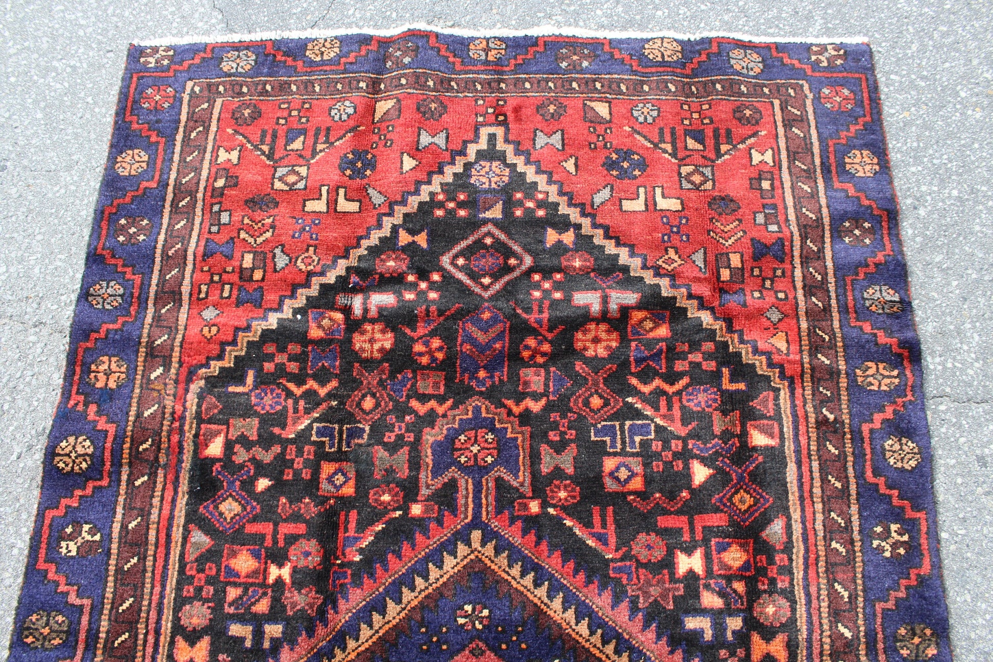 Red 4x7 Vintage Rug | Tribal Oriental Persian Rug | Kazak Bohemian Rug | Handmade Rug