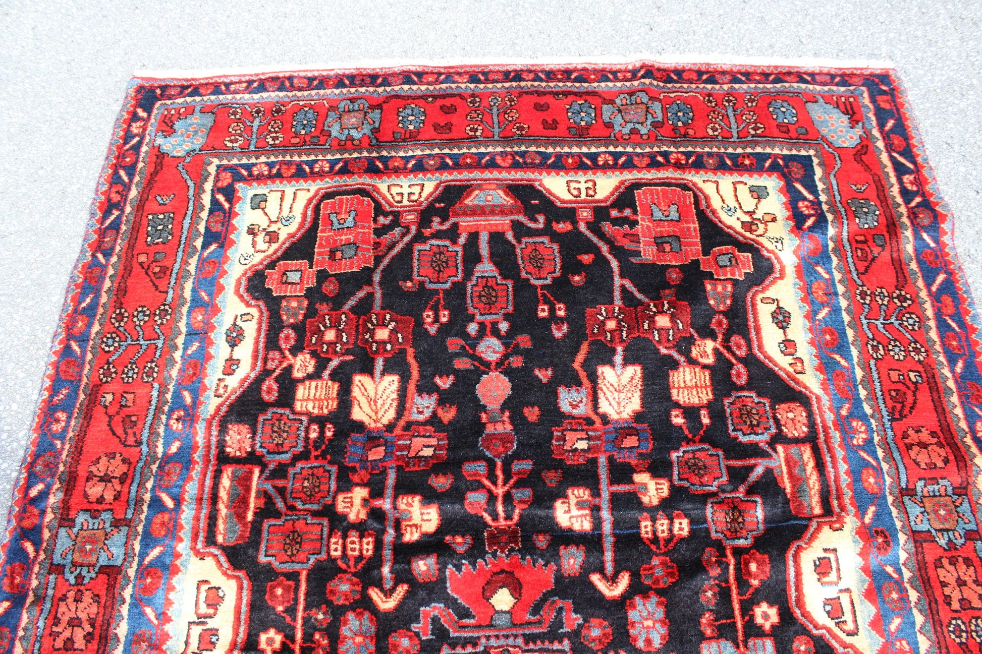 Red 5x10 Vintage Rug | Tribal Oriental Persian Rug | Kazak Bohemian Rug | Handmade Rug