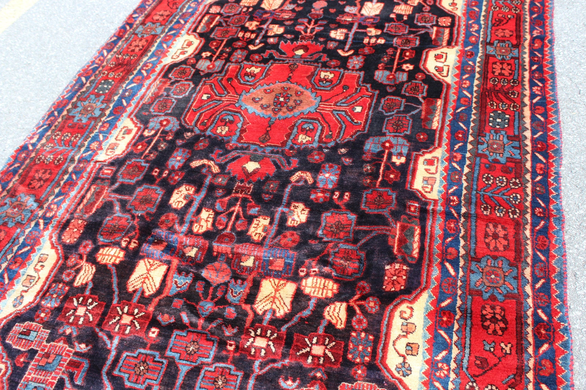 Red 5x10 Vintage Rug | Tribal Oriental Persian Rug | Kazak Bohemian Rug | Handmade Rug