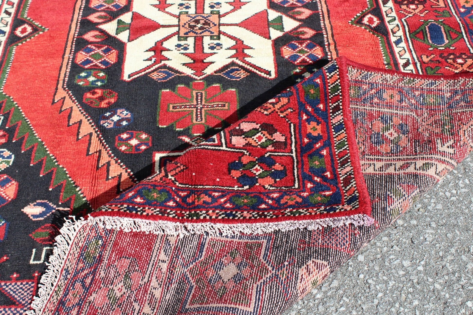 Red 4x7 Vintage Rug | Tribal Oriental Persian Rug | Kazak Bohemian Rug | Handmade Rug
