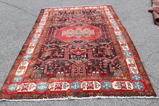 Red 5x9 Vintage Rug | Tribal Oriental Persian Rug | Kazak Bohemian Rug | Handmade Rug