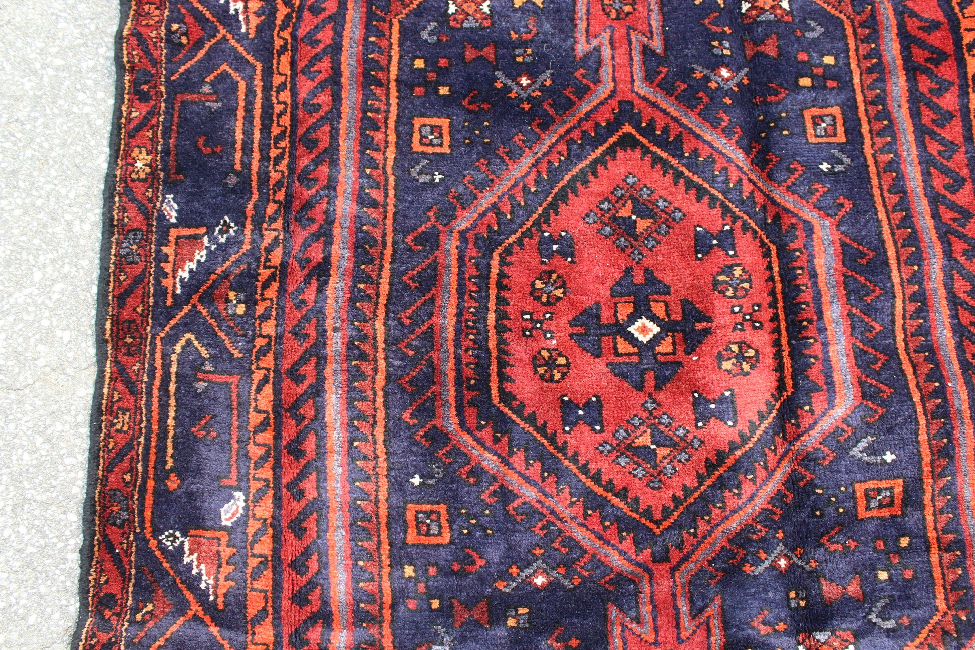 Red Blue 5x7 Vintage Rug | Tribal Oriental Persian Rug | Kazak Bohemian Rug | Handmade Rug