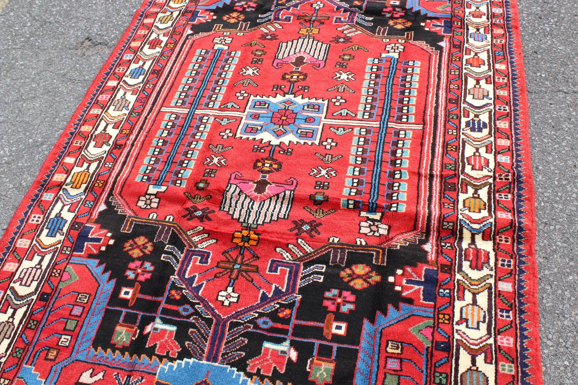 Red 4x7 Vintage Rug | Tribal Oriental Persian Rug | Kazak Bohemian Rug | Handmade Rug