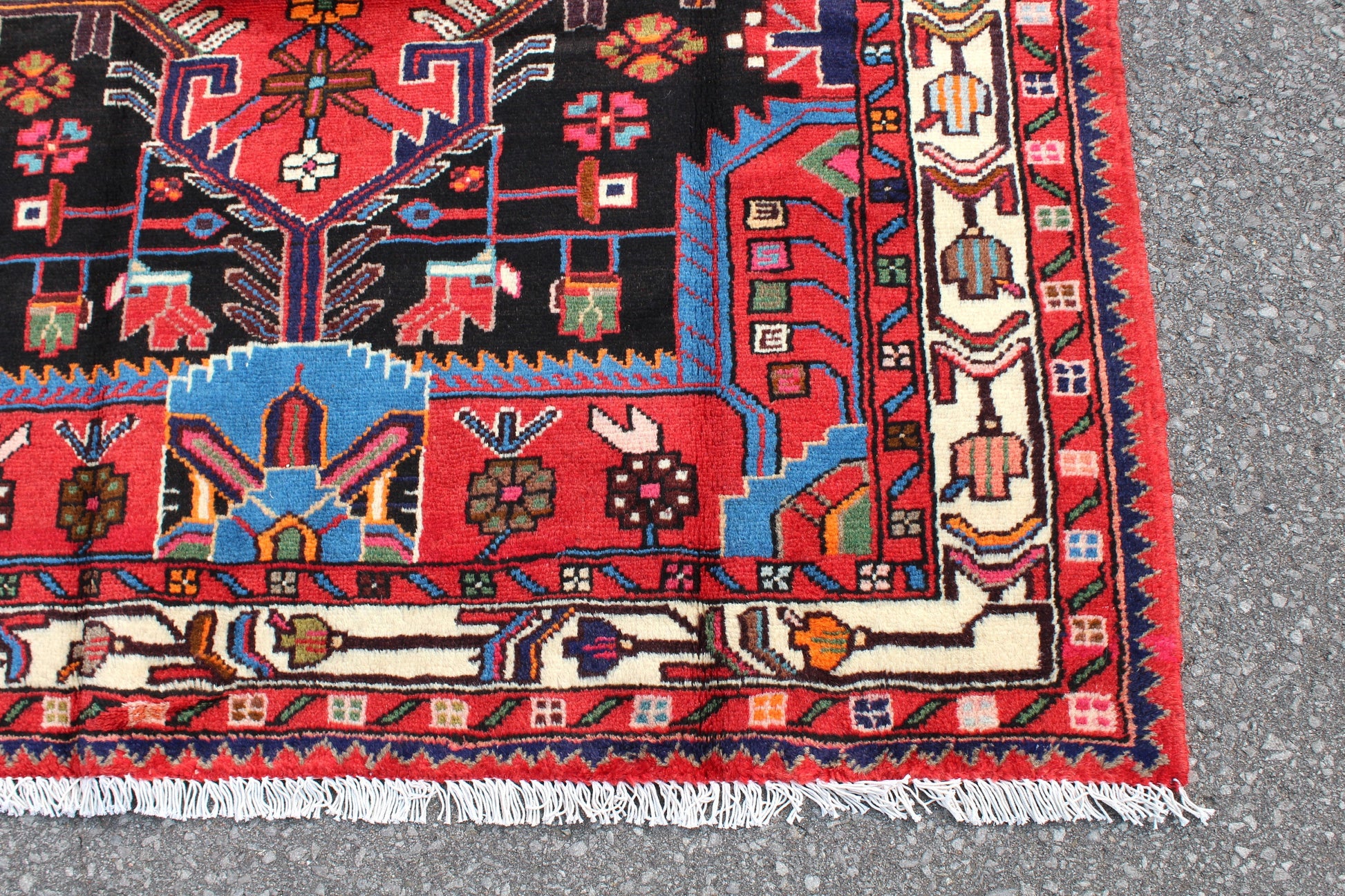 Red 4x7 Vintage Rug | Tribal Oriental Persian Rug | Kazak Bohemian Rug | Handmade Rug