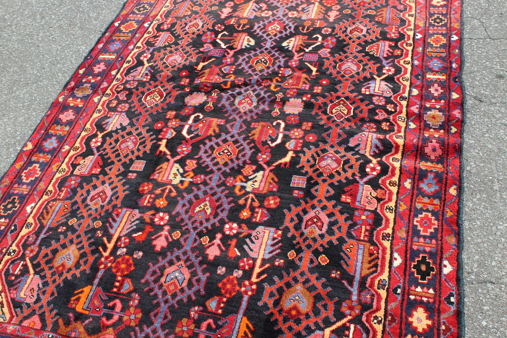Red 4x7 Vintage Rug | Tribal Oriental Persian Rug | Kazak Bohemian Rug | Handmade Rug