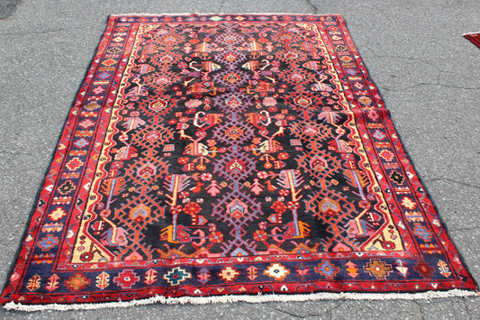 Red 4x7 Vintage Rug | Tribal Oriental Persian Rug | Kazak Bohemian Rug | Handmade Rug