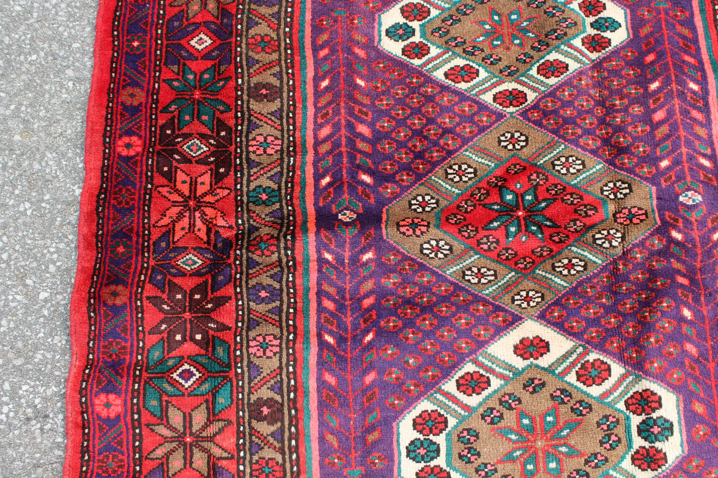 Red White 4x7 Vintage Rug | Tribal Oriental Persian Rug | Kazak Bohemian Rug | Handmade Rug