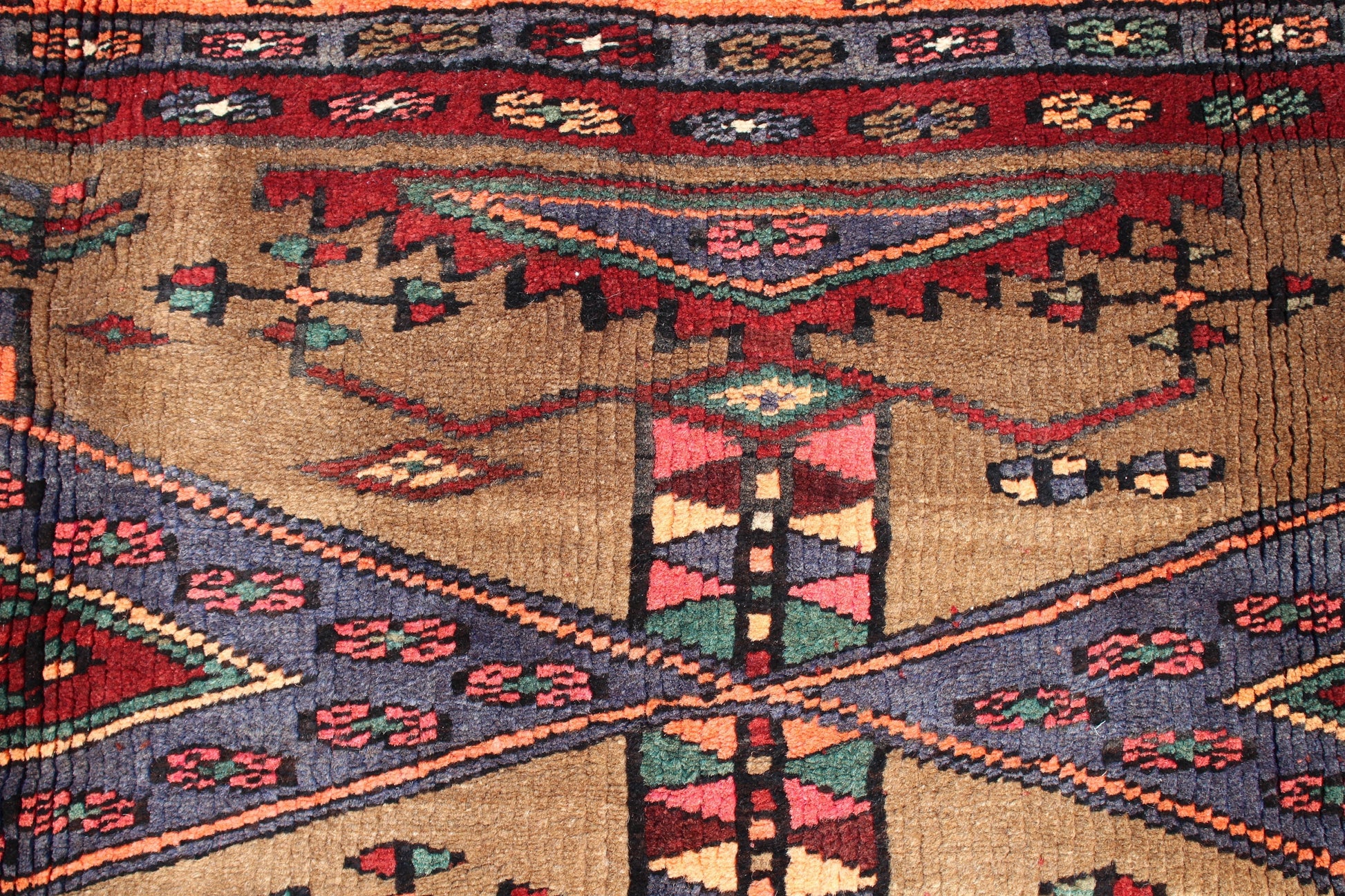 Red Brown 4x7 Vintage Tribal Hand Knotted Rug