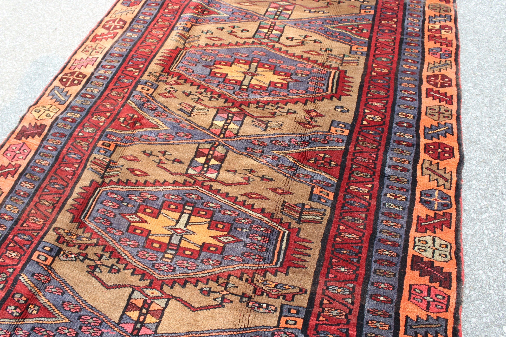 Red Brown 4x7 Vintage Tribal Hand Knotted Rug