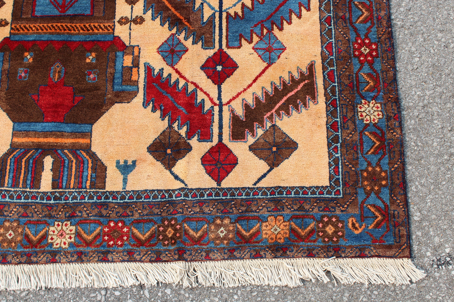 Pink Blue 5x7 Vintage Rug | Tribal Oriental Persian Rug | Kazak Bohemian Rug | Handmade Rug