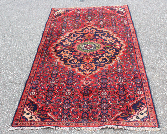 Red Blue 3x6 Vintage Rug | Tribal Oriental Persian Rug | Kazak Bohemian Rug | Handmade Rug