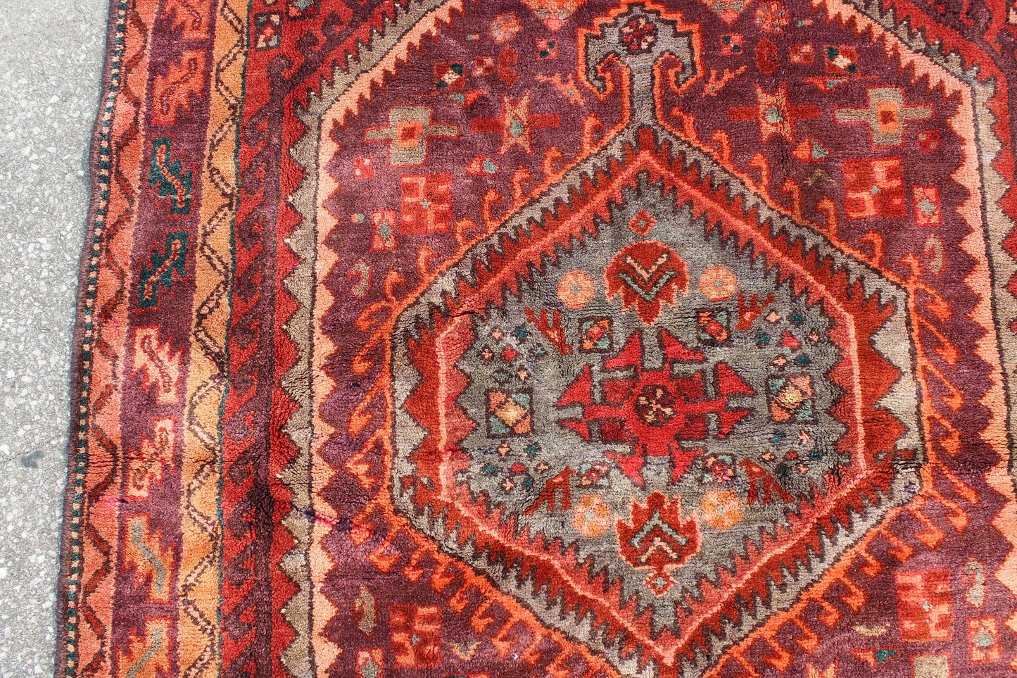 Red Orange 5x7 Vintage Rug | Tribal Oriental Persian Rug | Kazak Bohemian Rug | Handmade Rug