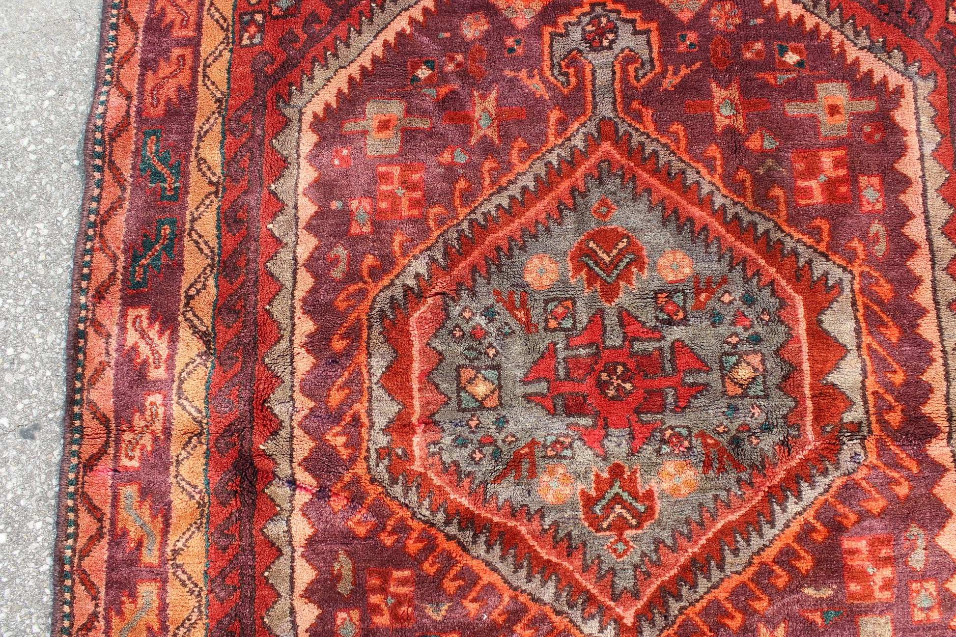 Red Orange 5x7 Vintage Rug | Tribal Oriental Persian Rug | Kazak Bohemian Rug | Handmade Rug