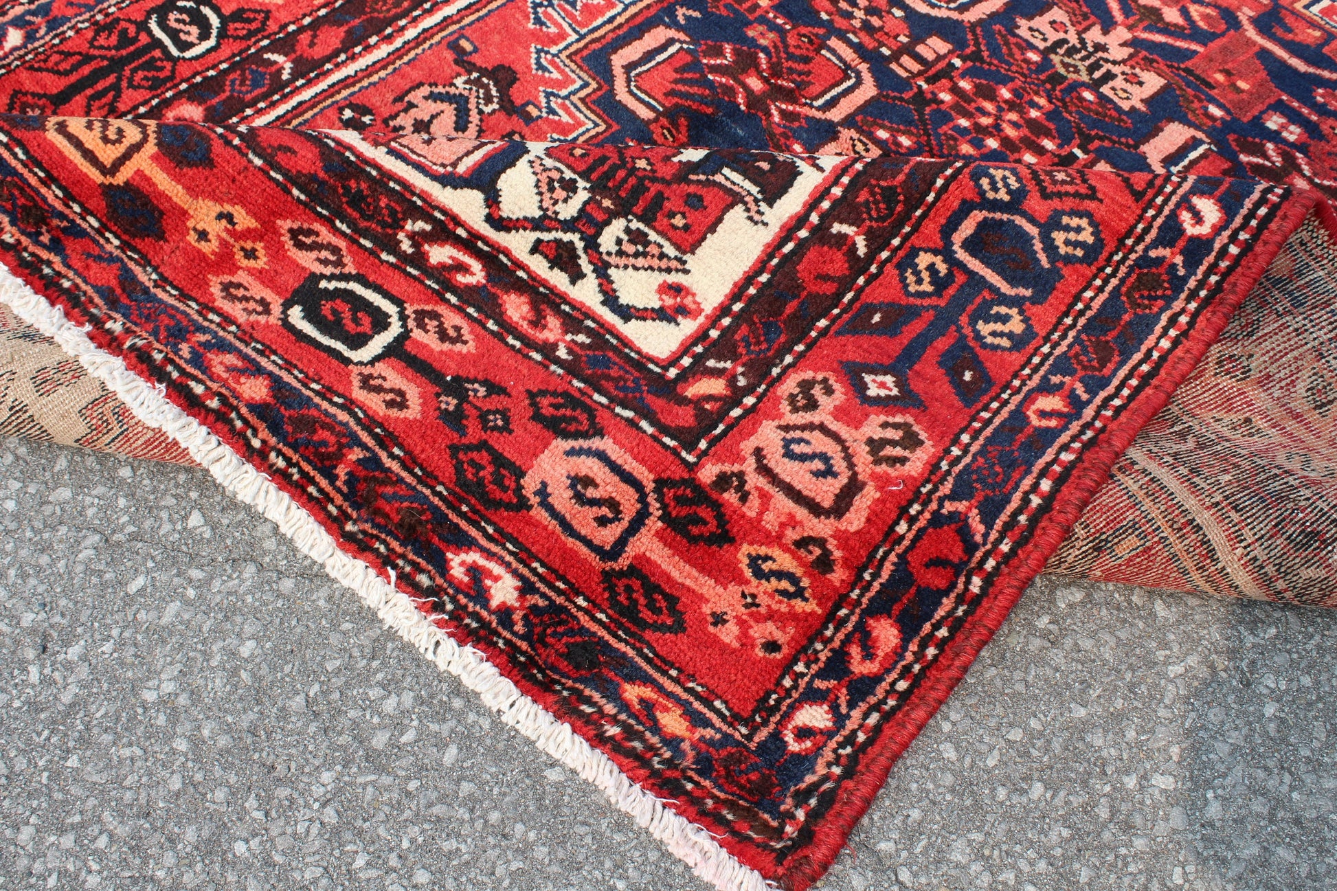Red Beige 4x7 Vintage Rug | Tribal Oriental Persian Rug | Afghan Bohemian Rug | Handmade Rug