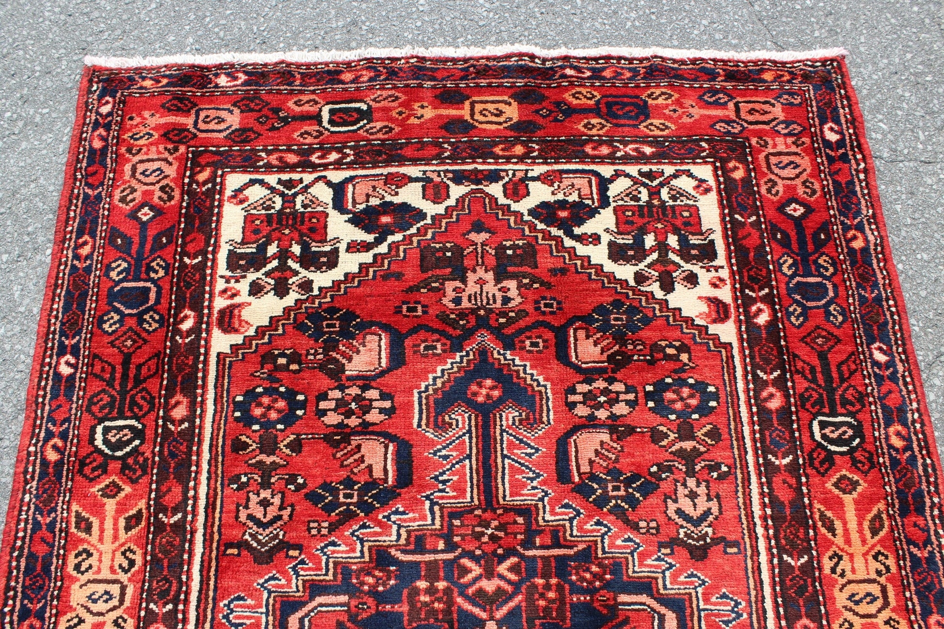 Red Beige 4x7 Vintage Rug | Tribal Oriental Persian Rug | Afghan Bohemian Rug | Handmade Rug