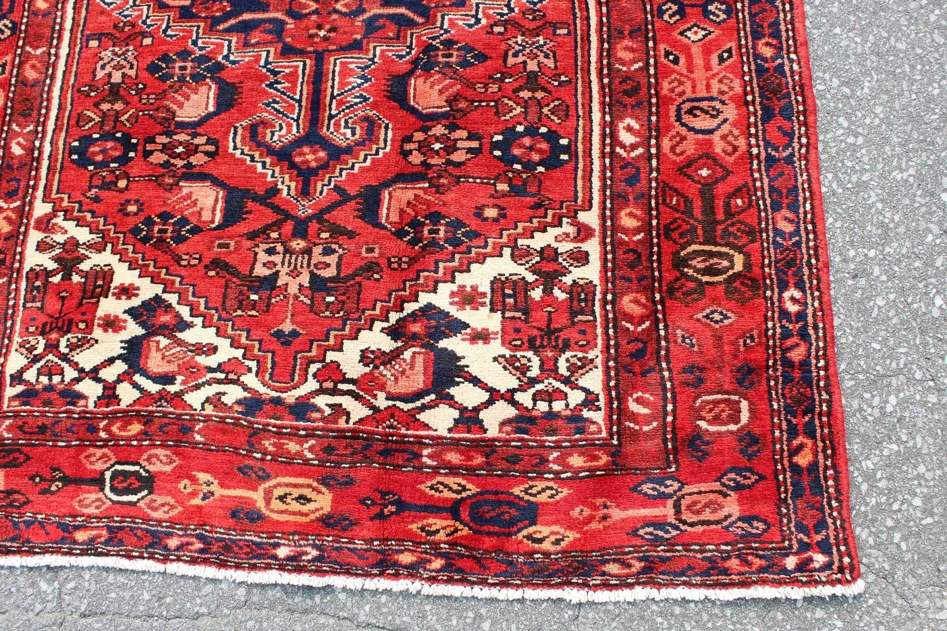 Red Beige 4x7 Vintage Rug | Tribal Oriental Persian Rug | Afghan Bohemian Rug | Handmade Rug