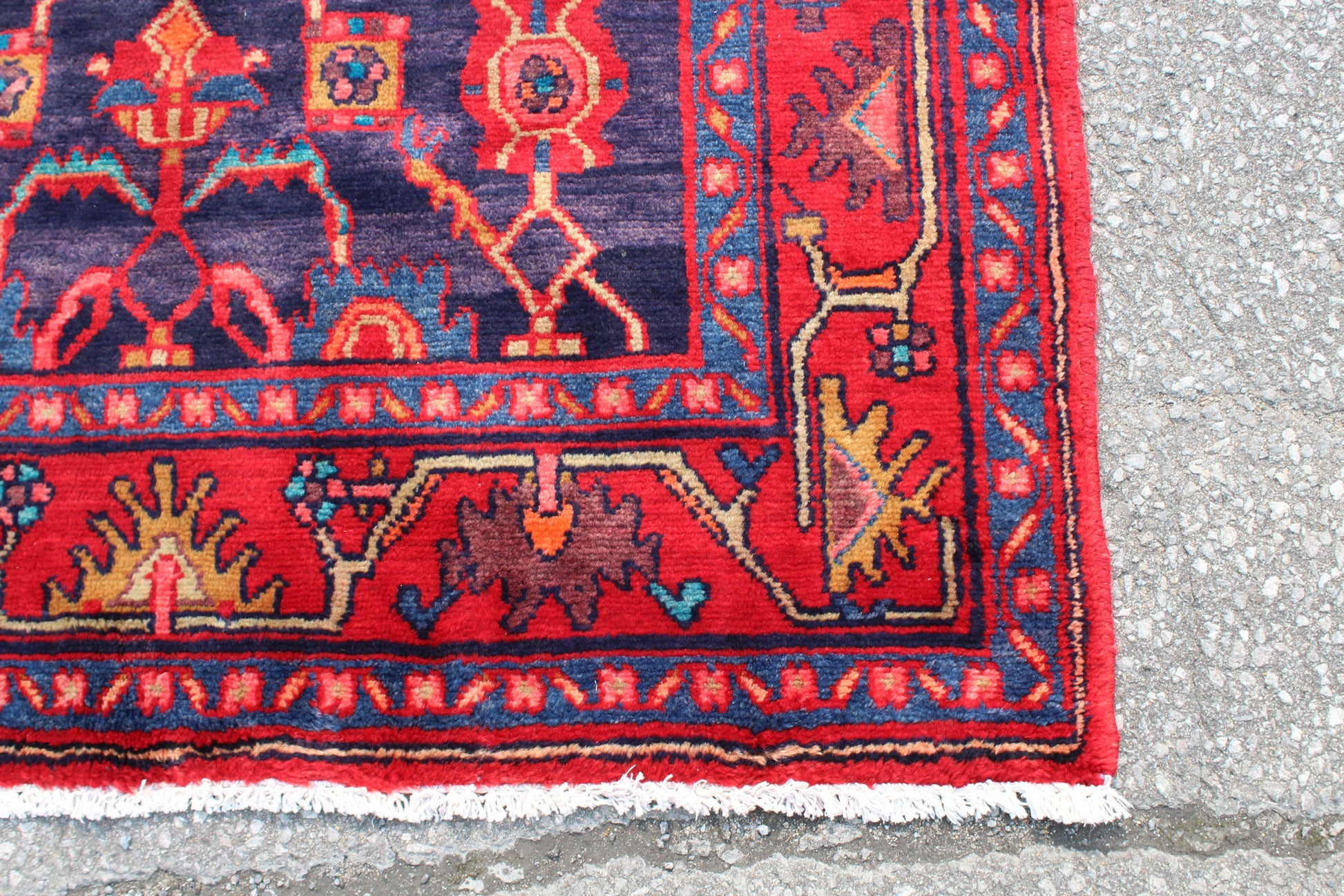 Red Blue 4x7 Vintage Rug | Tribal Oriental Persian Rug | Kazak Bohemian Rug | Handmade Rug