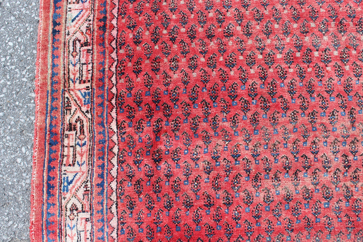 Red White 4x6 Vintage Tribal Wool Area Rug