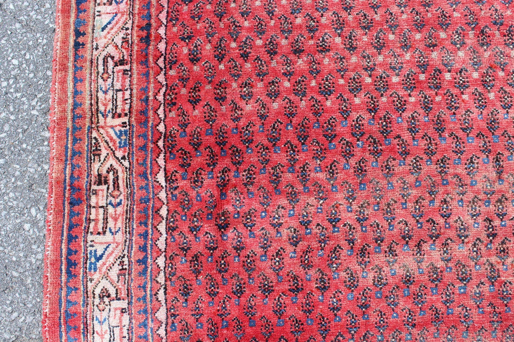 Red White 4x6 Vintage Tribal Wool Area Rug