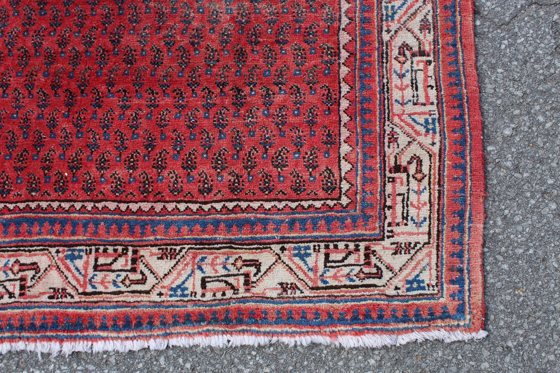 Red White 4x6 Vintage Tribal Wool Area Rug