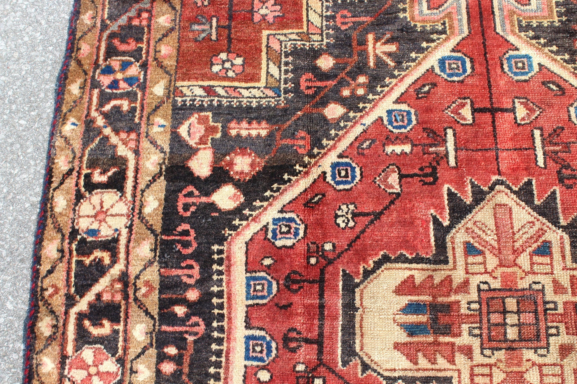 Pink Blue 4x7  Vintage Rug | Tribal Oriental Persian Rug | Kazak Bohemian Rug | Handmade Rug