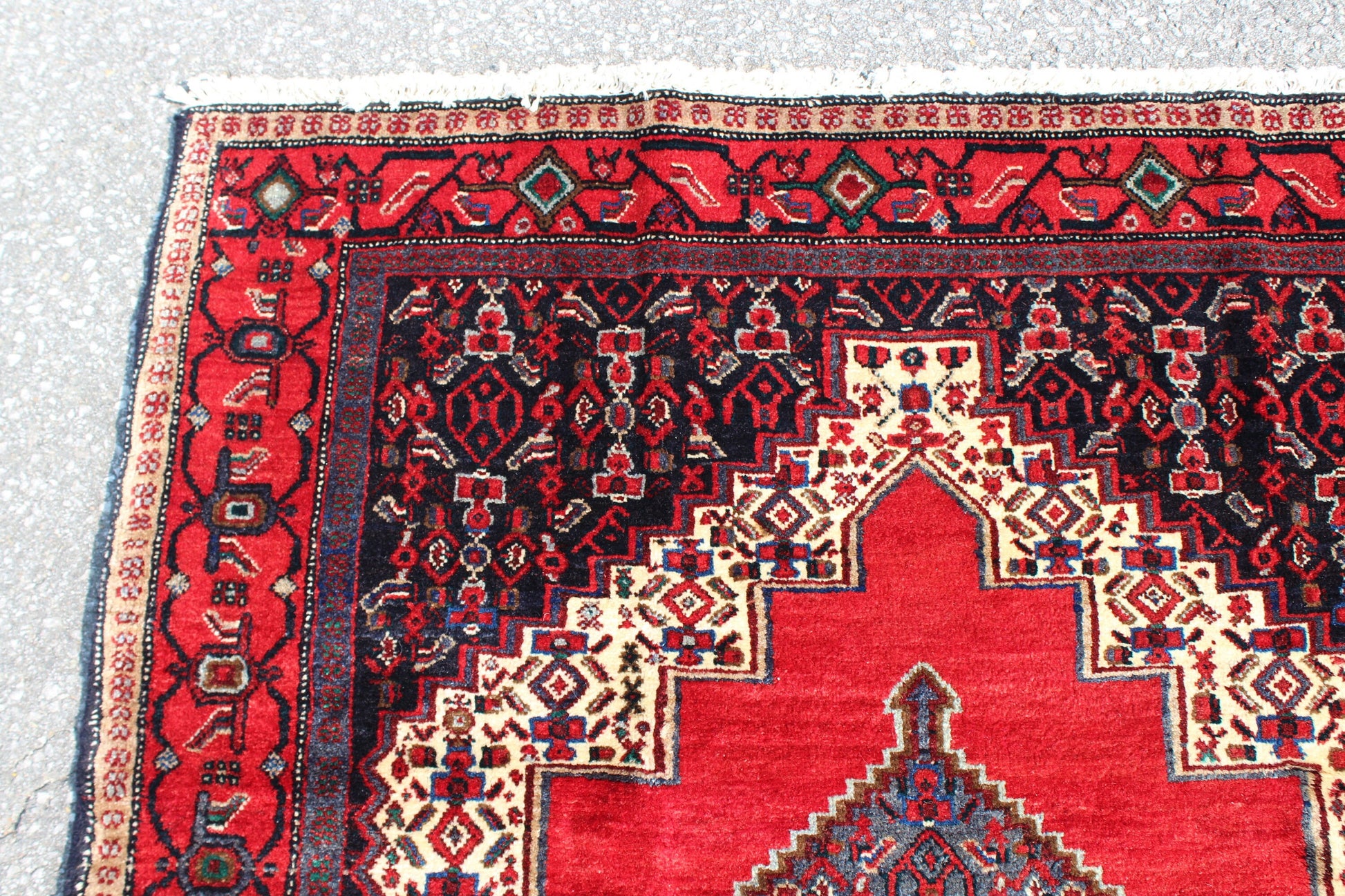 Blue Pink 4x5  Vintage Rug | Tribal Oriental Persian Rug | Kazak Bohemian Rug | Handmade Rug
