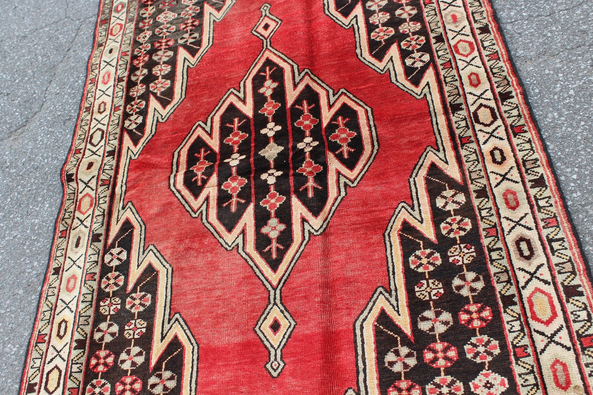 Pink Black 4x6 Vintage Rug | Tribal Oriental Persian Rug | Kazak Bohemian Rug | Handmade Rug