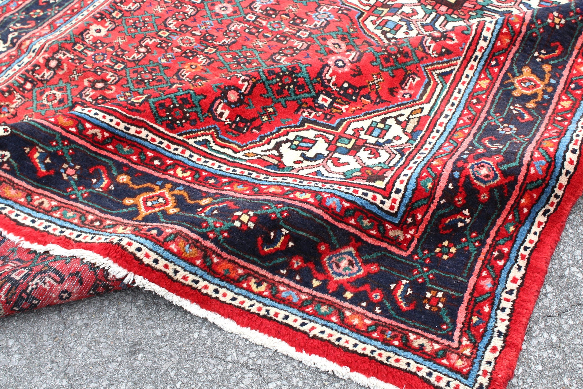 Red Blue 7x10 Vintage Rug | Tribal Oriental Persian Rug | Kazak Bohemian Rug | Handmade Rug