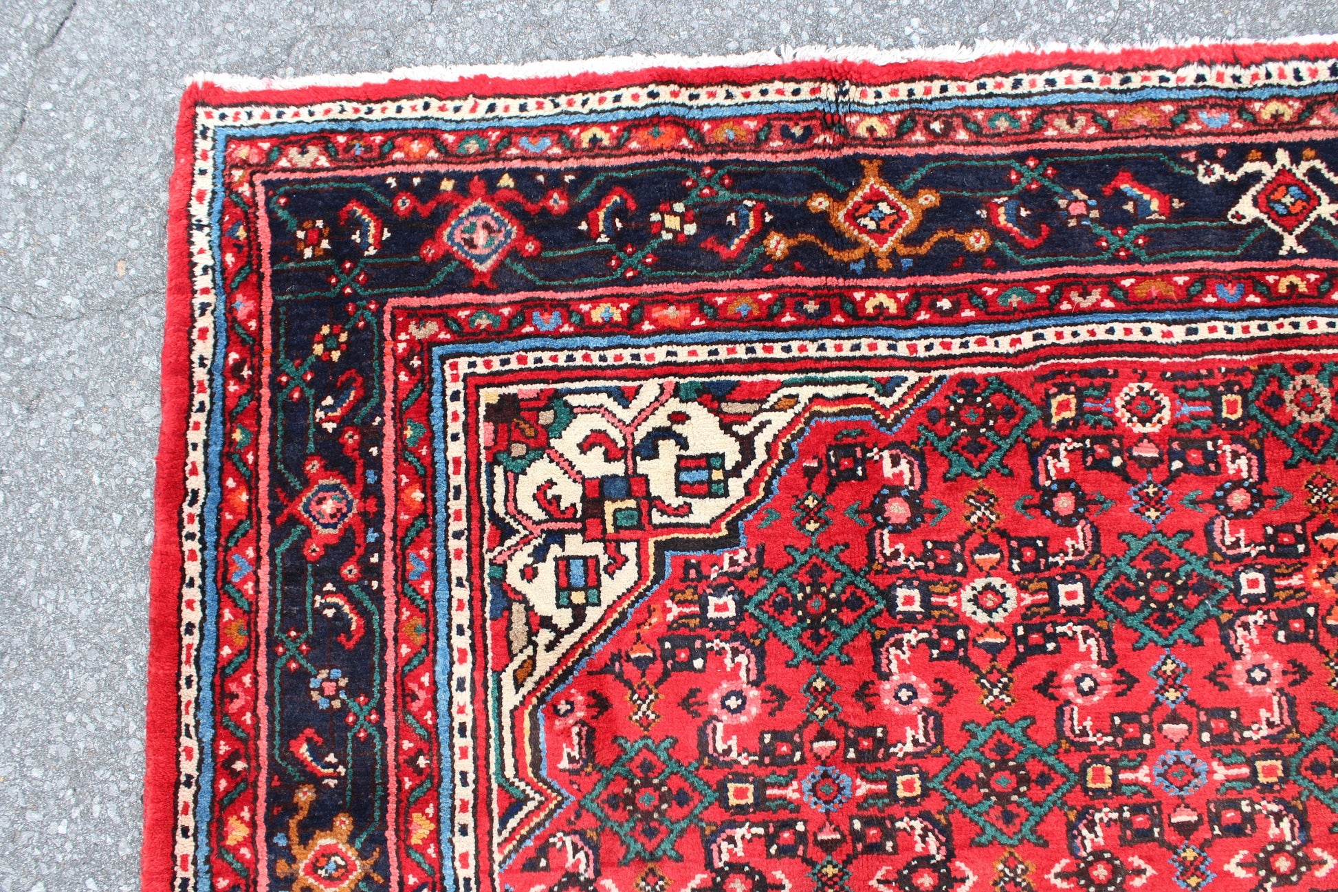 Red Blue 7x10 Vintage Rug | Tribal Oriental Persian Rug | Kazak Bohemian Rug | Handmade Rug