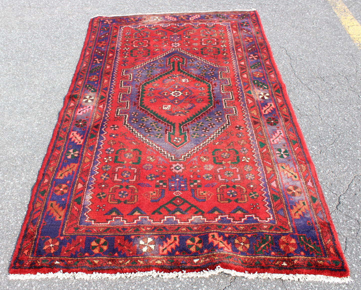 Red Persian Style 4x7 Vintage Hand Knotted Area Rug