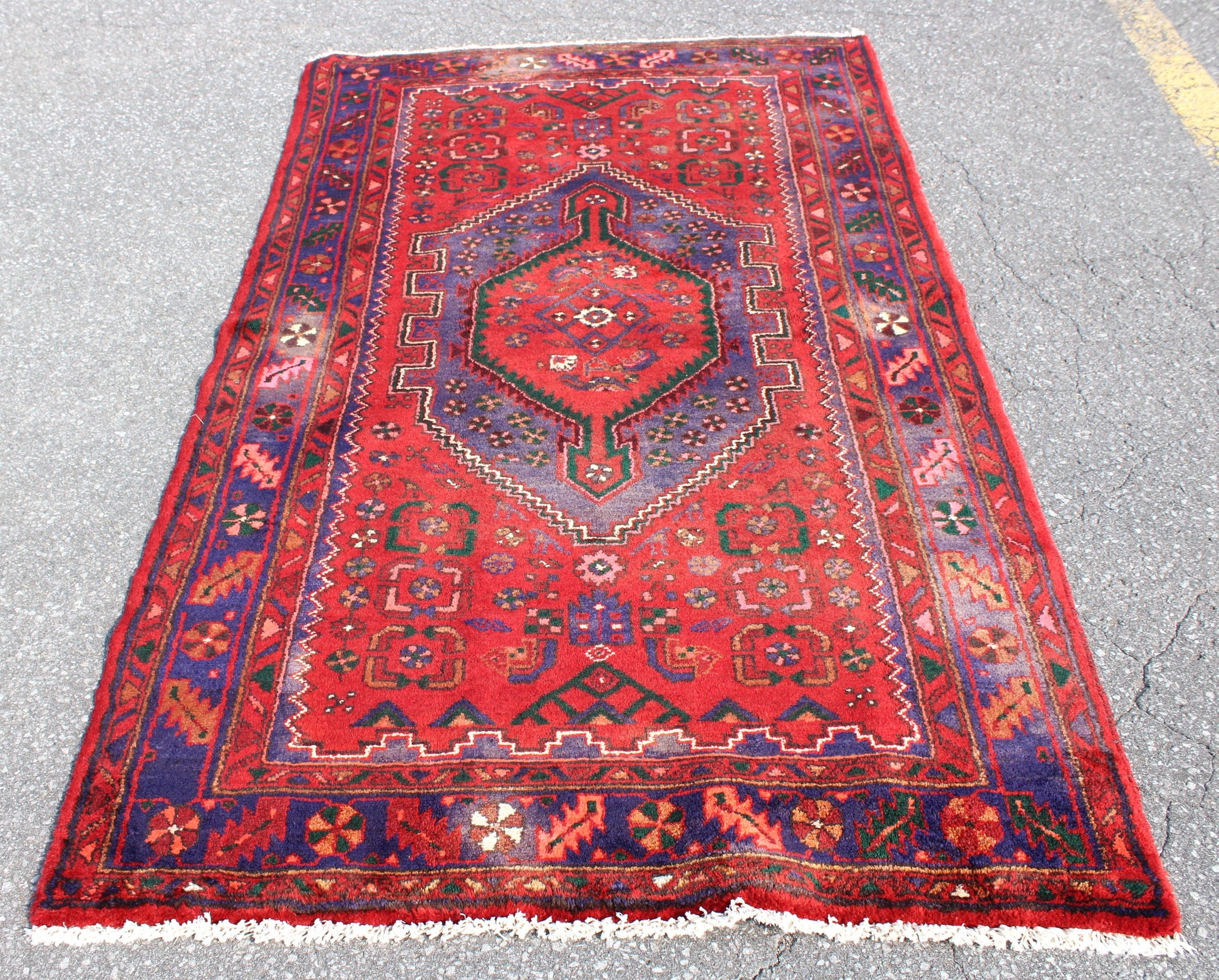 Red Persian Style 4x7 Vintage Hand Knotted Area Rug