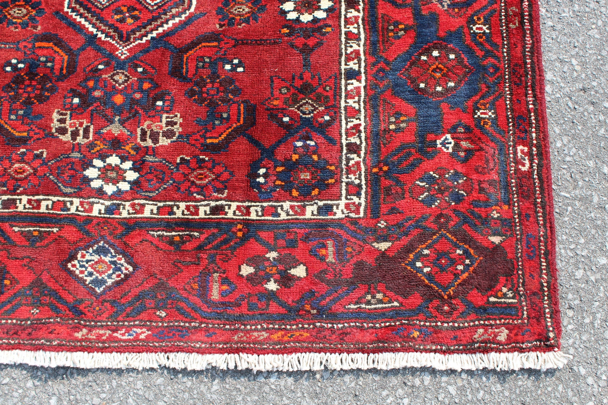 Bright Red 4x7 Vintage Tribal Persian Style Handmade Wool Rug