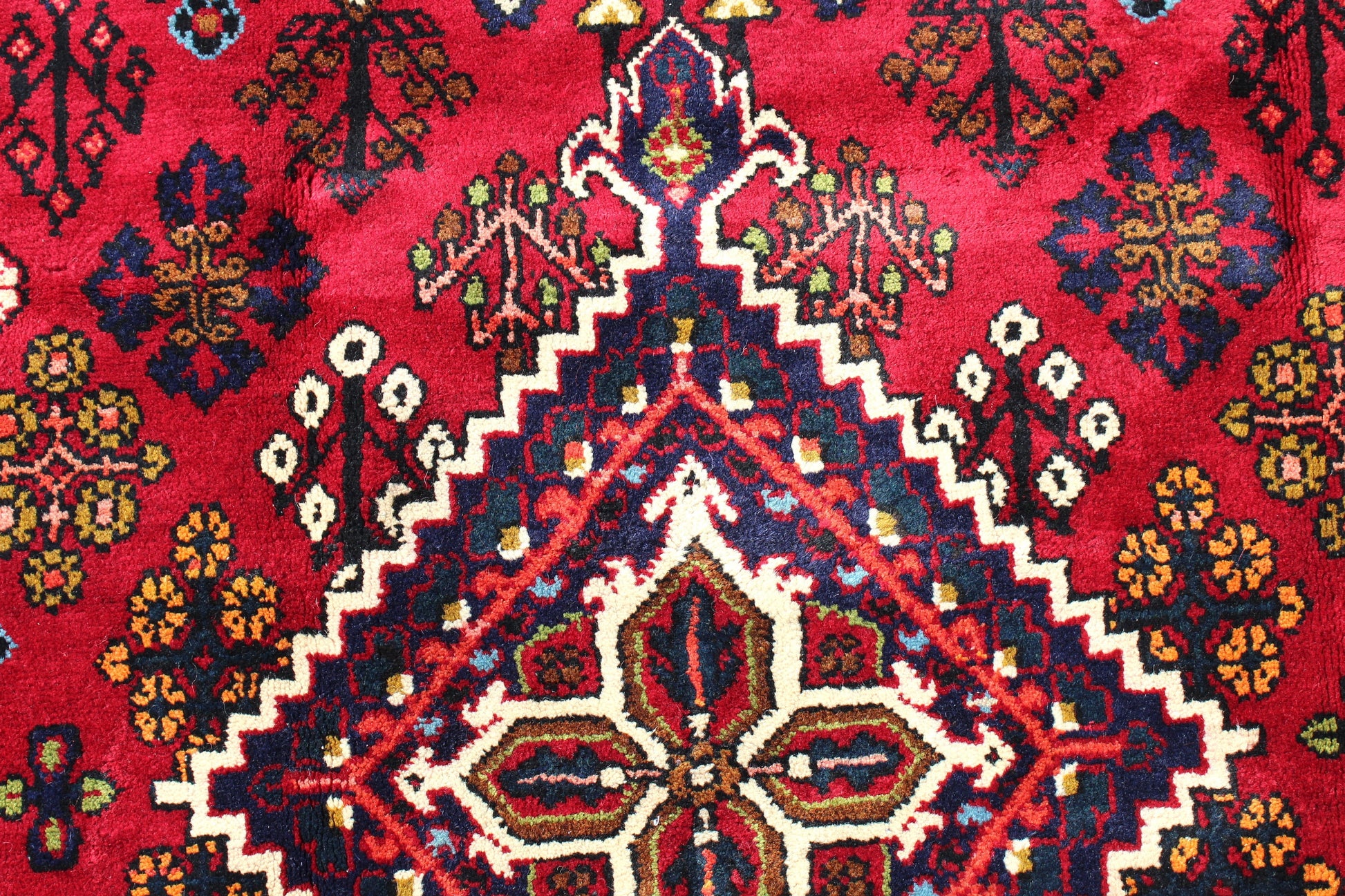Red Navy Blue 4x7 Vintage Tribal Persian Handmade Rug