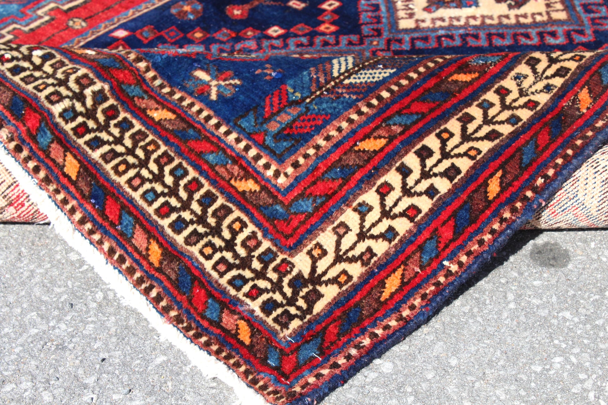 Red Blue 5x7  Vintage Rug | Tribal Oriental Persian Rug | Kazak Bohemian Rug | Handmade Rug | One of a Kind Rug