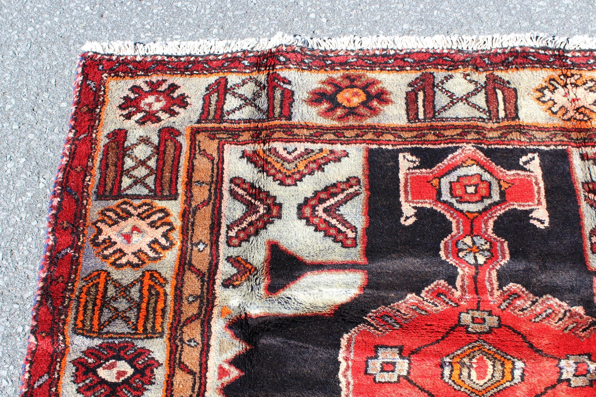 Pink Black 4x7  Vintage Rug | Tribal Oriental Persian Rug | Kazak Bohemian Rug | Handmade Rug