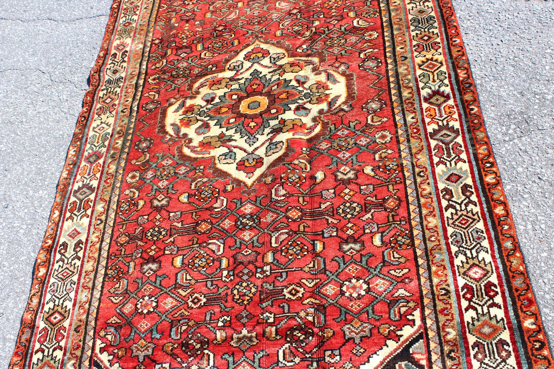 Red 4x8 Vintage Rug | Tribal Oriental Persian Rug | Kazak Bohemian Rug | Handmade Rug