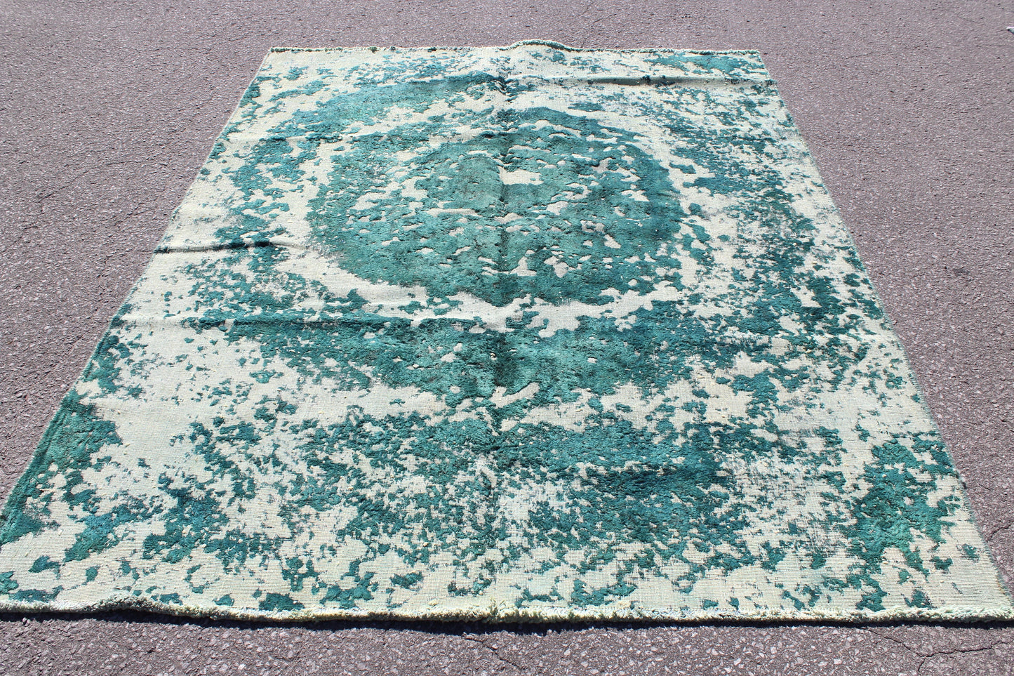 White Green 6x8 Vintage Rug | Tribal Oriental Persian Rug | Kazak Bohemian Rug | Handmade Rug