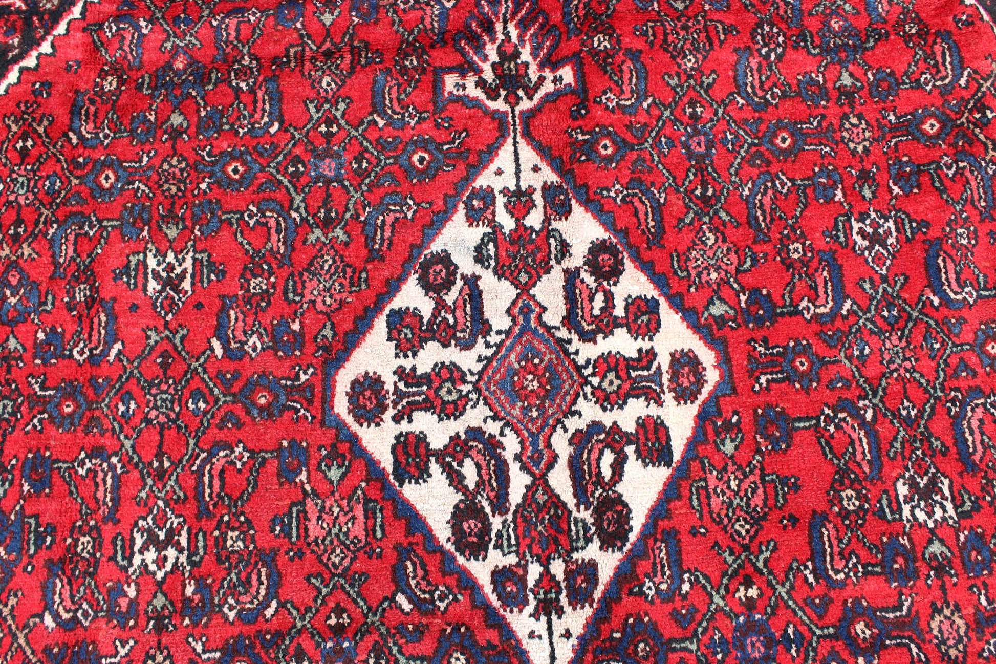 Bright Red Persian Style 7x10 Rug | Vintage Handmade