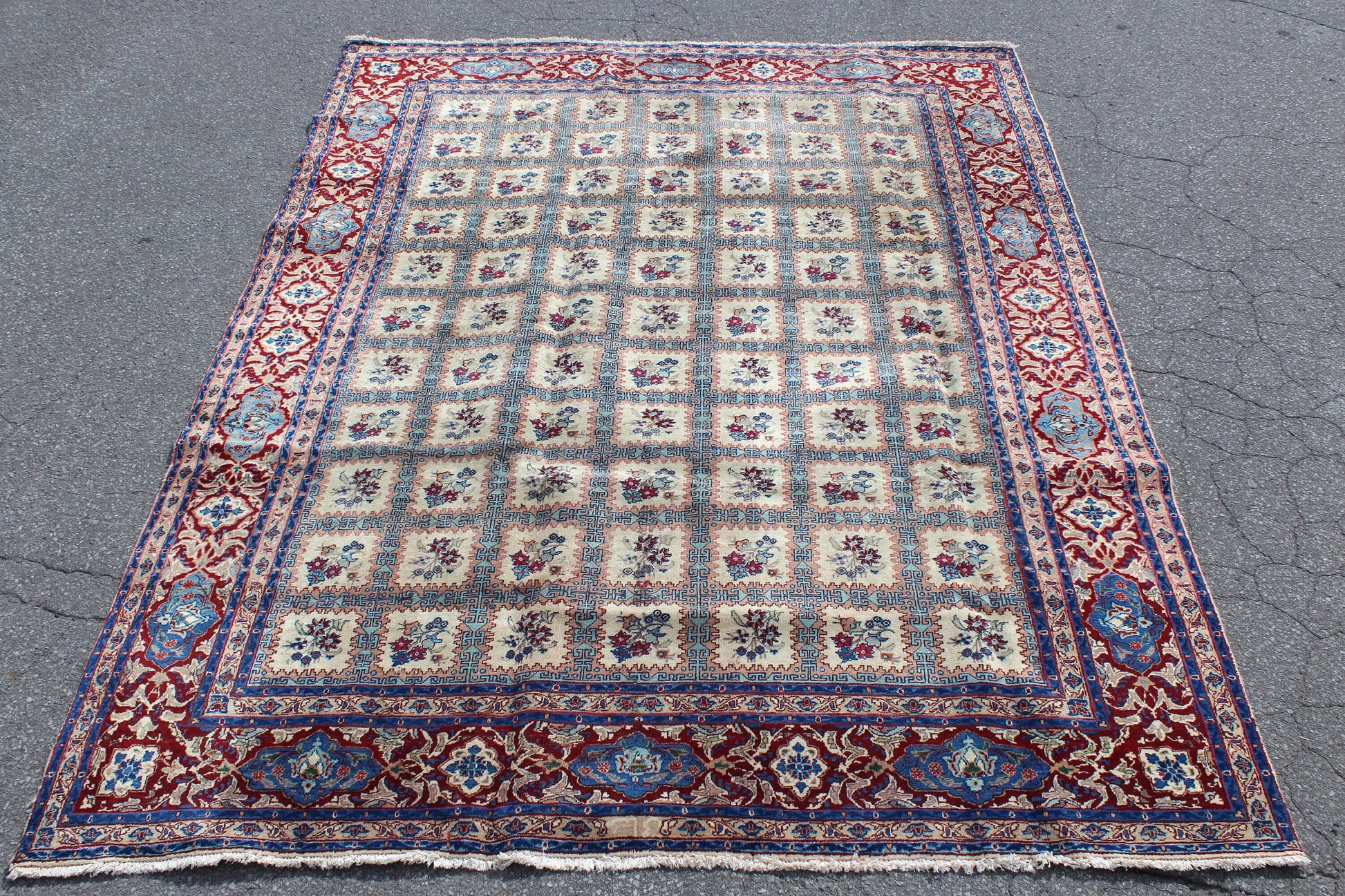 Red Blue 7x10 Vintage Rug | Tribal Oriental Persian Rug | Kazak Bohemian Rug | Handmade Rug