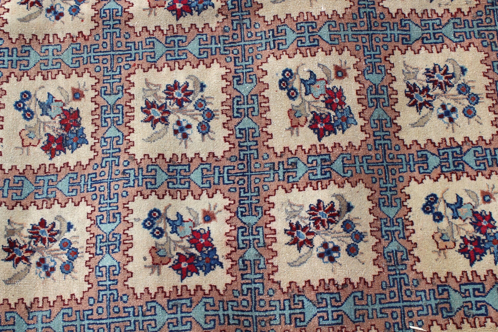 Red Blue 7x10 Vintage Rug | Tribal Oriental Persian Rug | Kazak Bohemian Rug | Handmade Rug