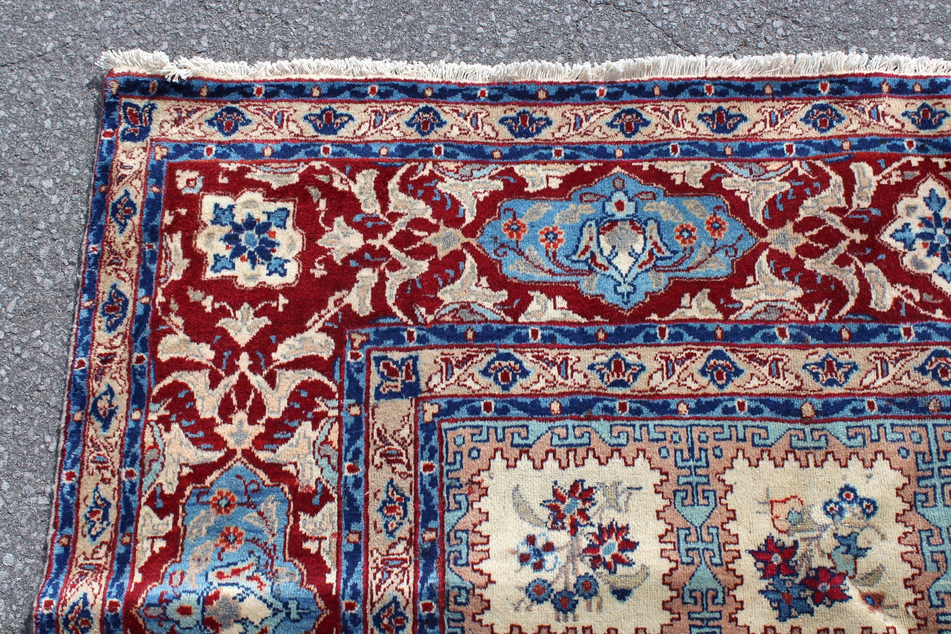 Red Blue 7x10 Vintage Rug | Tribal Oriental Persian Rug | Kazak Bohemian Rug | Handmade Rug