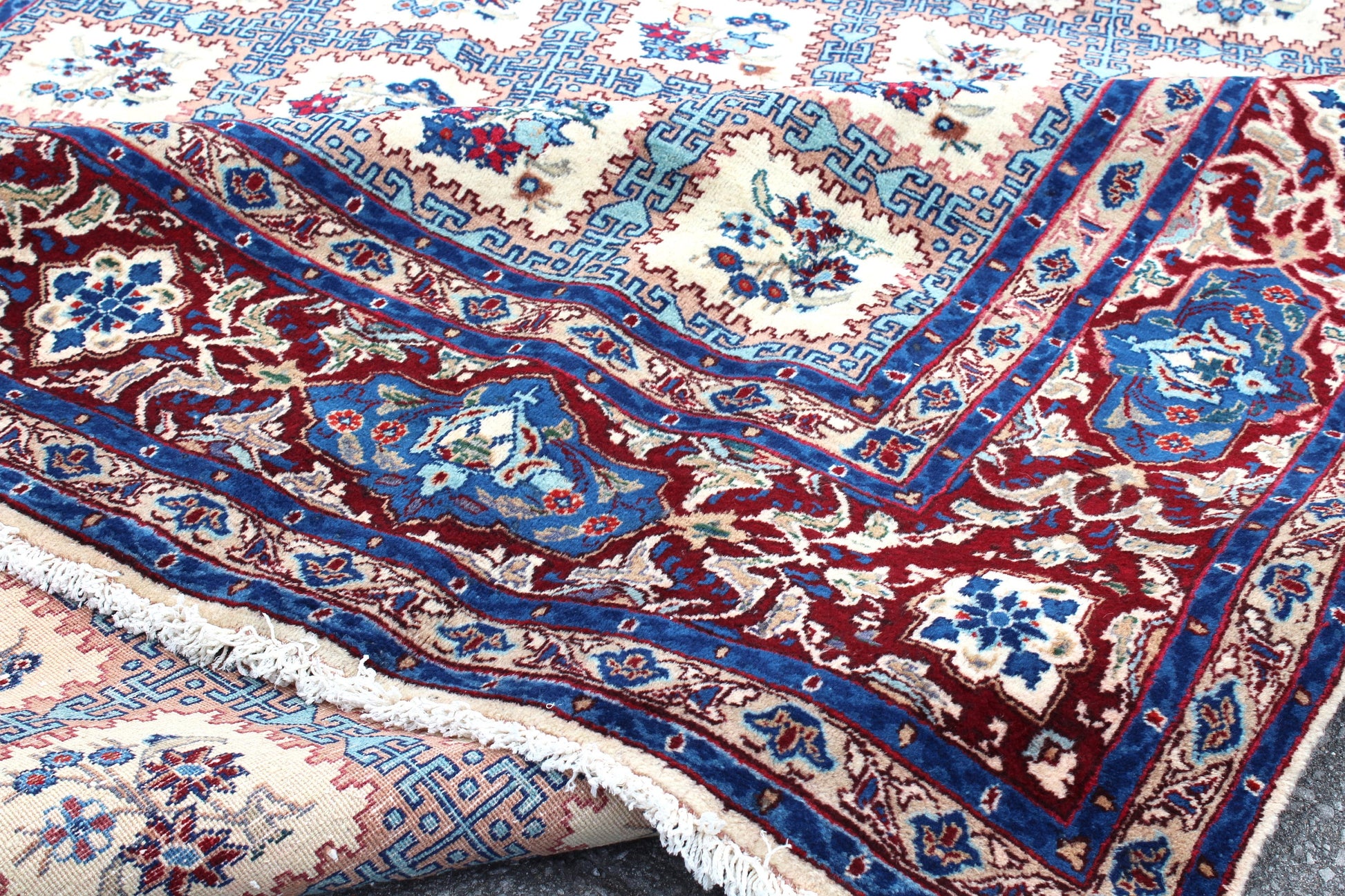 Red Blue 8x11 Vintage Rug | Tribal Oriental Persian Bohemian Handmade Rug