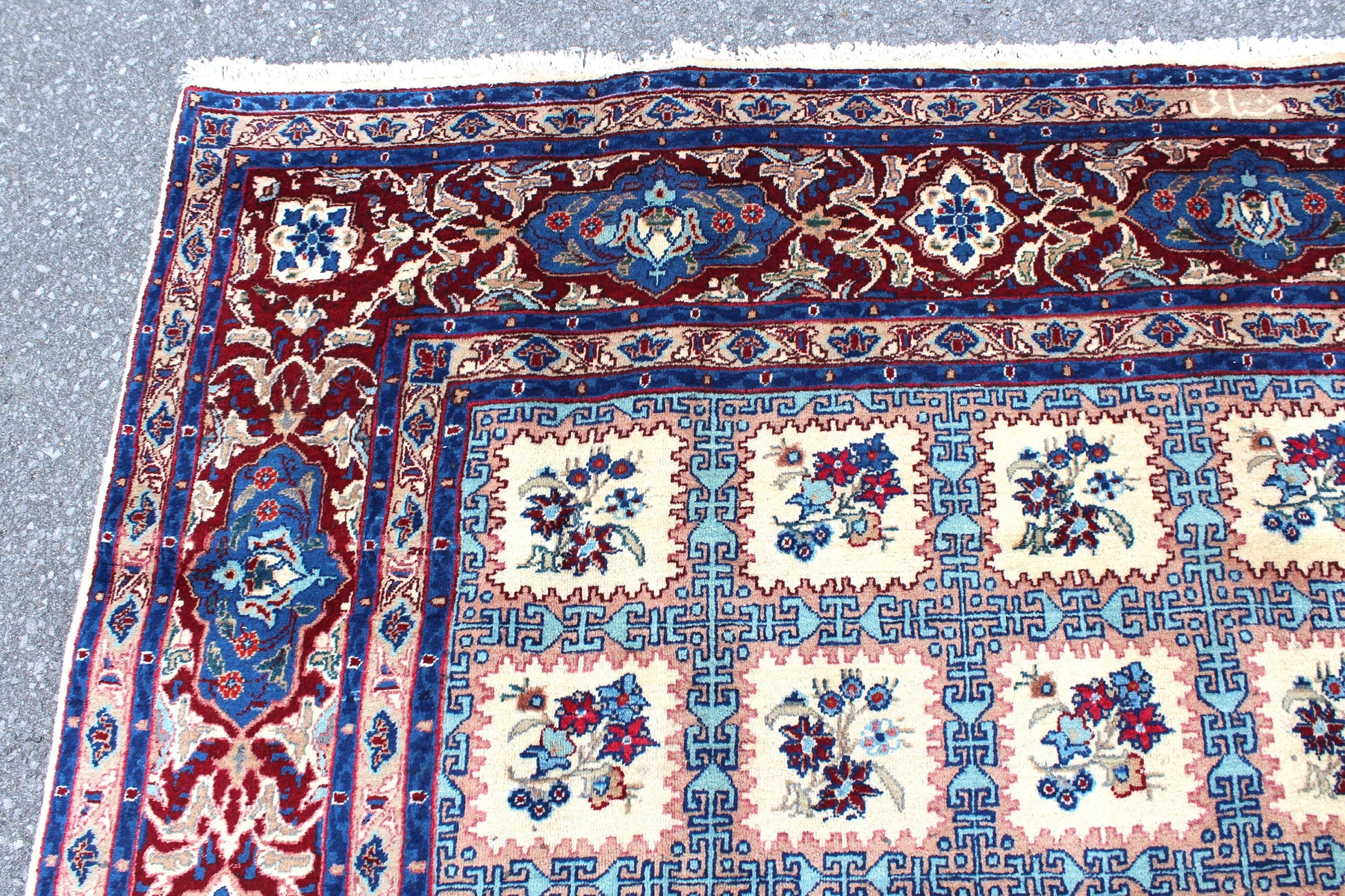 Red Blue 8x11 Vintage Rug | Tribal Oriental Persian Bohemian Handmade Rug