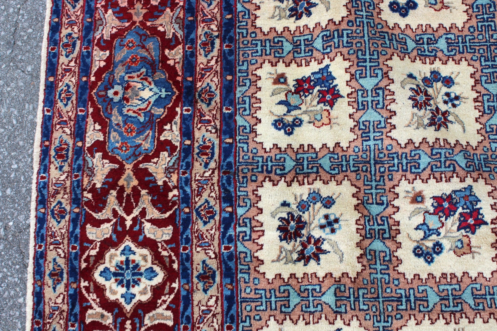 Red Blue 8x11 Vintage Rug | Tribal Oriental Persian Bohemian Handmade Rug