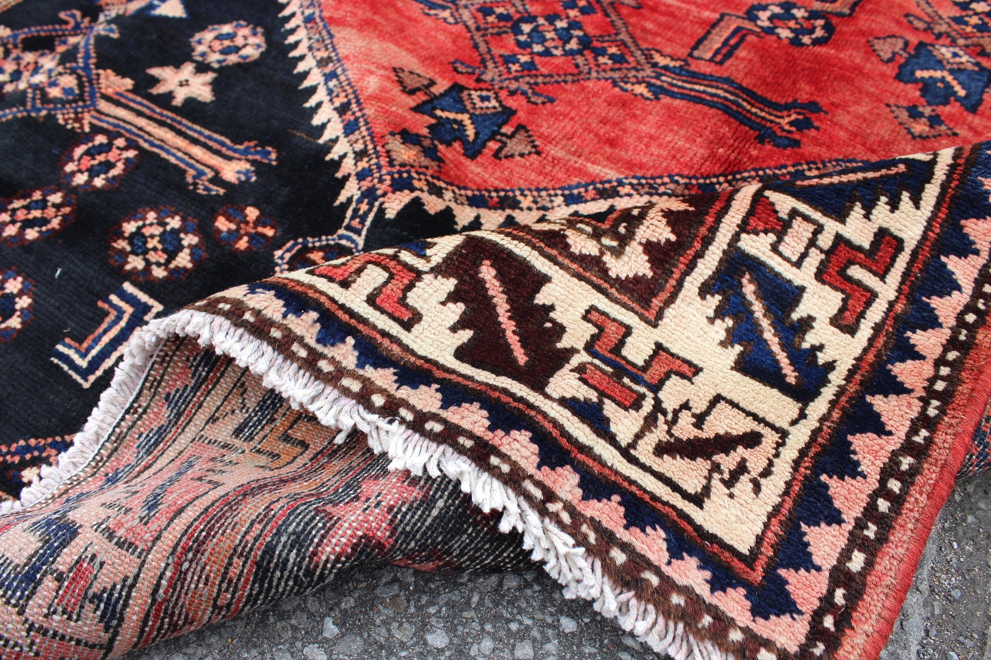 Red 4x7 Vintage Rug | Tribal Oriental Persian Rug | Kazak Bohemian Rug | Handmade Rug