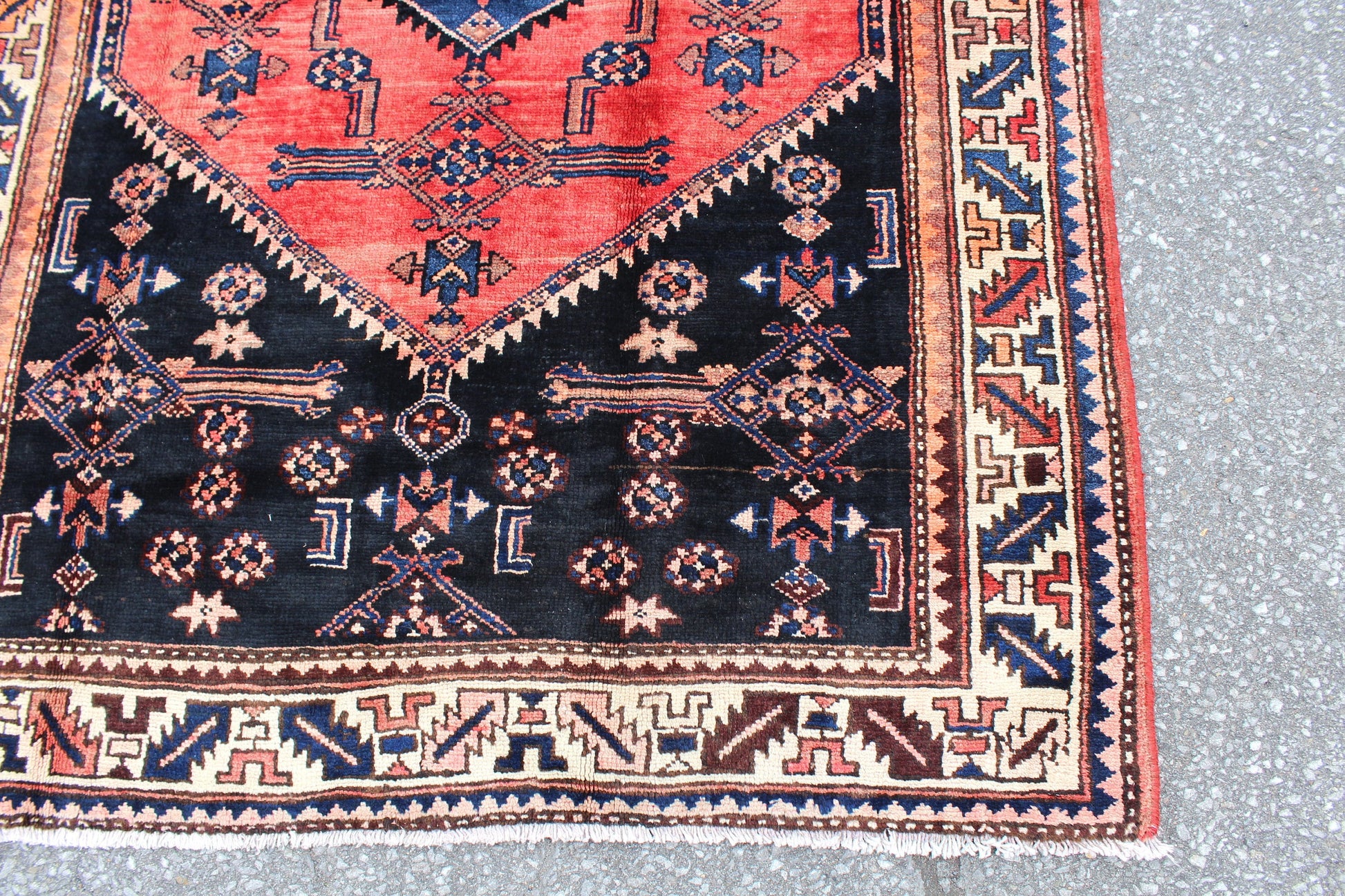 Red 4x7 Vintage Rug | Tribal Oriental Persian Rug | Kazak Bohemian Rug | Handmade Rug