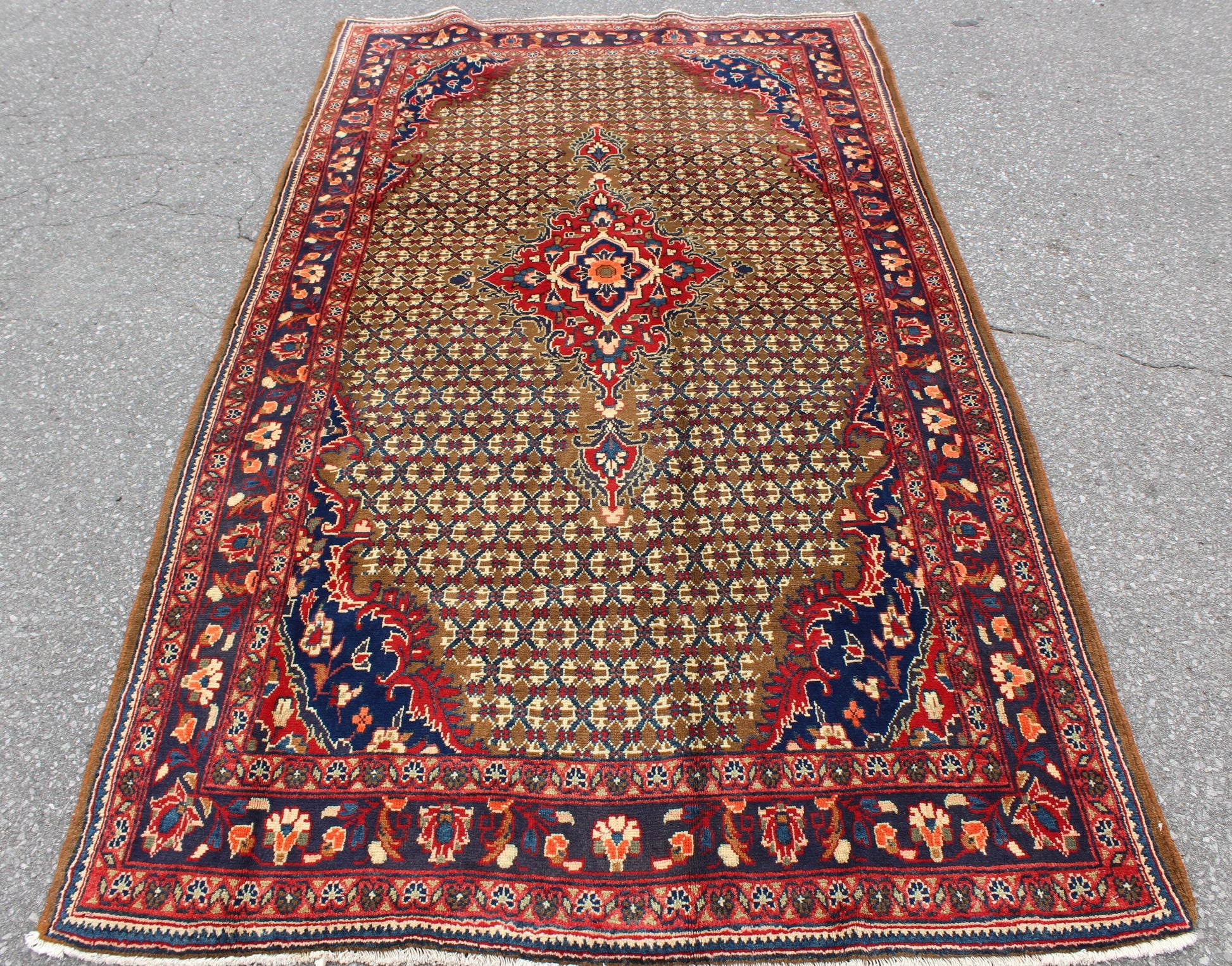 Red 4x8 Vintage Rug | Tribal Oriental Persian Rug | Kazak Bohemian Rug | Handmade Rug