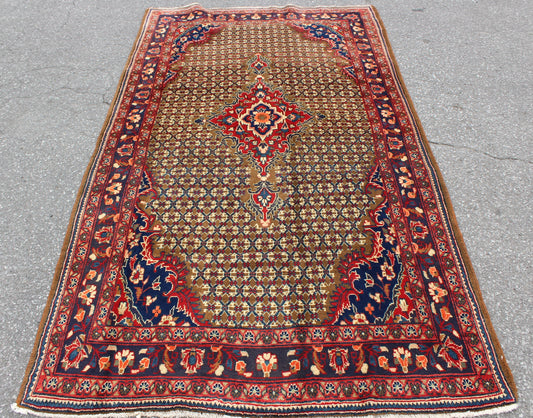 Red 4x8 Vintage Rug | Tribal Oriental Persian Rug | Kazak Bohemian Rug | Handmade Rug